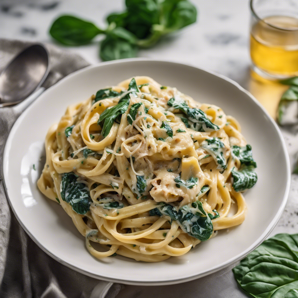 Creamy Spinach Chicken Pasta Carbonara